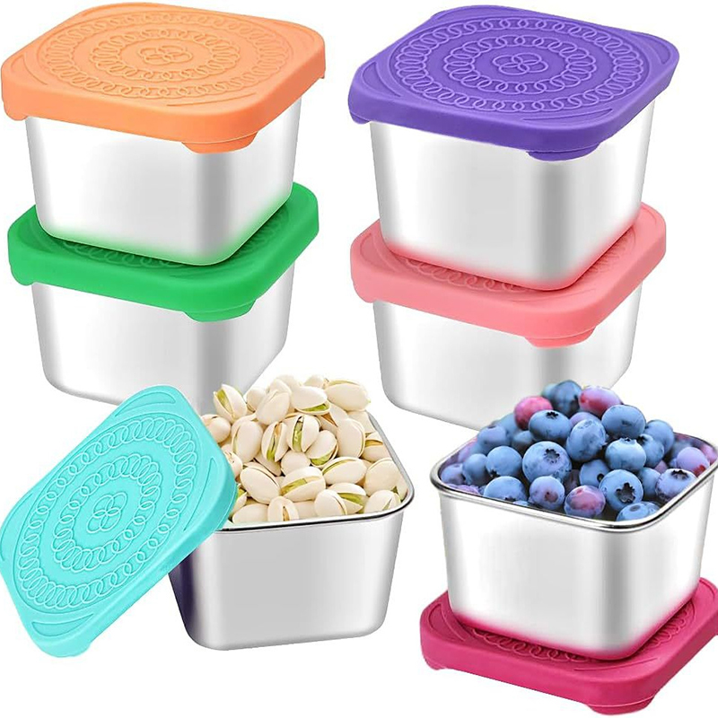 Food Snacks In Japan - 1個入りステンレス製スナック容器、シリコン蓋付き、学校、旅行、弁当、保育園用の再利用可能なランチ容器