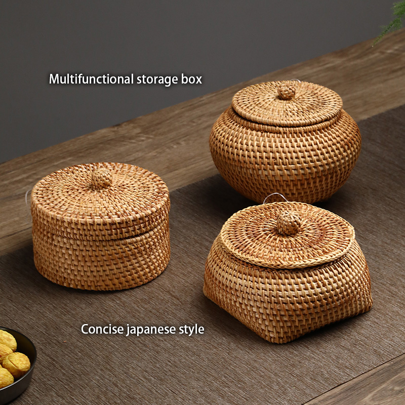 手織り籐収納ボックス蓋付きキャンディスナックジャーティー食品 - Food Snacks In Japan のレビューと価格
