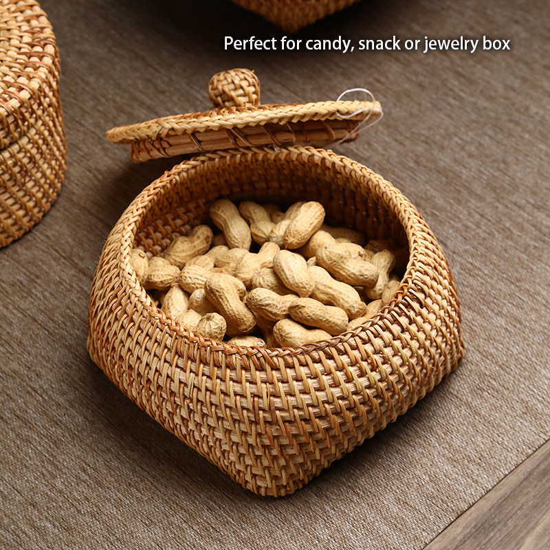 手織り籐収納ボックス蓋付きキャンディスナックジャーティー食品 - Food Snacks In Japan のレビューと価格