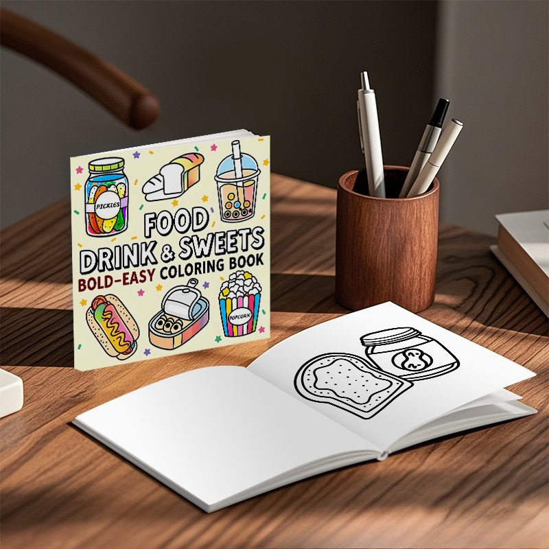 食べ物、飲み物、お菓子、大胆で簡単な塗り絵、かわいいスナック - Food And Snacks Coloring Book Bold And Easy のレビューと価格