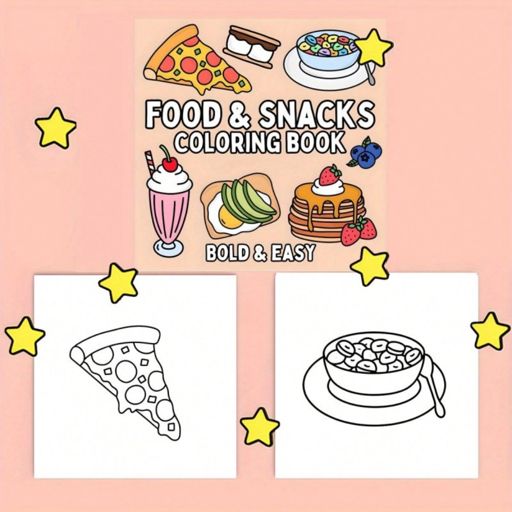 食べ物とスナックの塗り絵ブック 大胆で簡単な塗り絵 24 ペ - Food And Snacks Coloring Book Bold And Easy のレビューと価格
