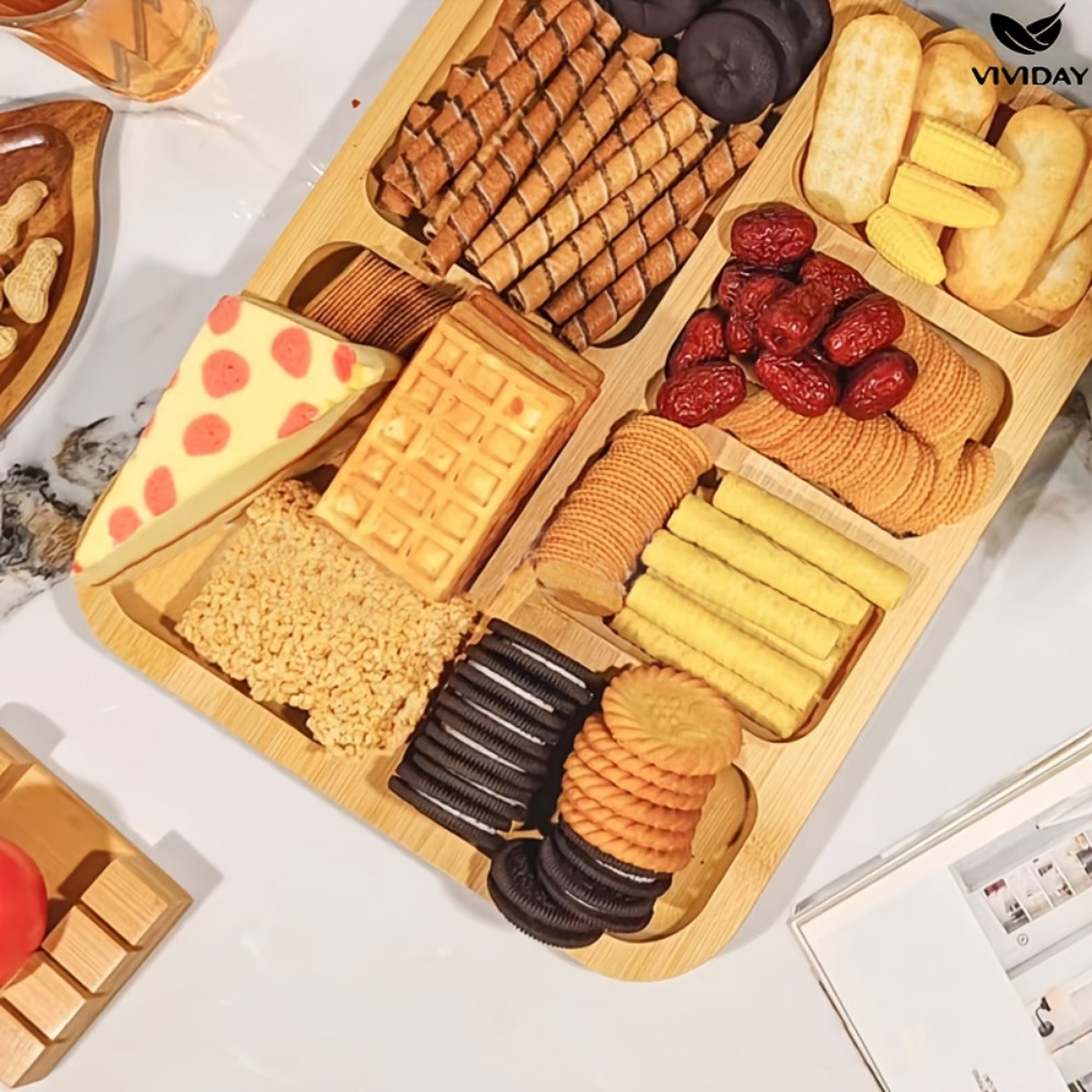 木製仕切り付きスナックトレイ正方形家庭用フードプラッターキッ - Food Snacks In Japan のレビューと価格